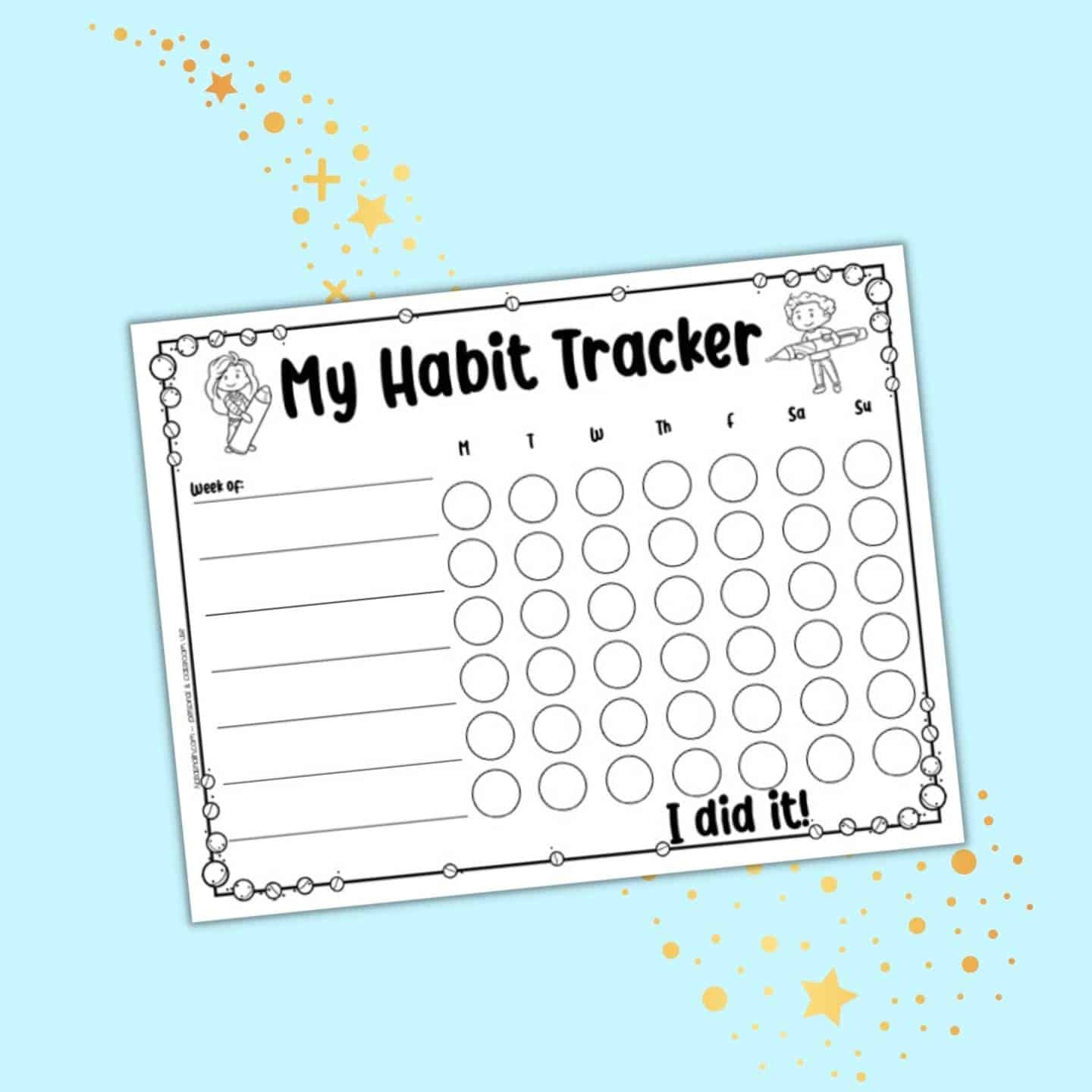 free printable habit tracker for kids - the artisan life